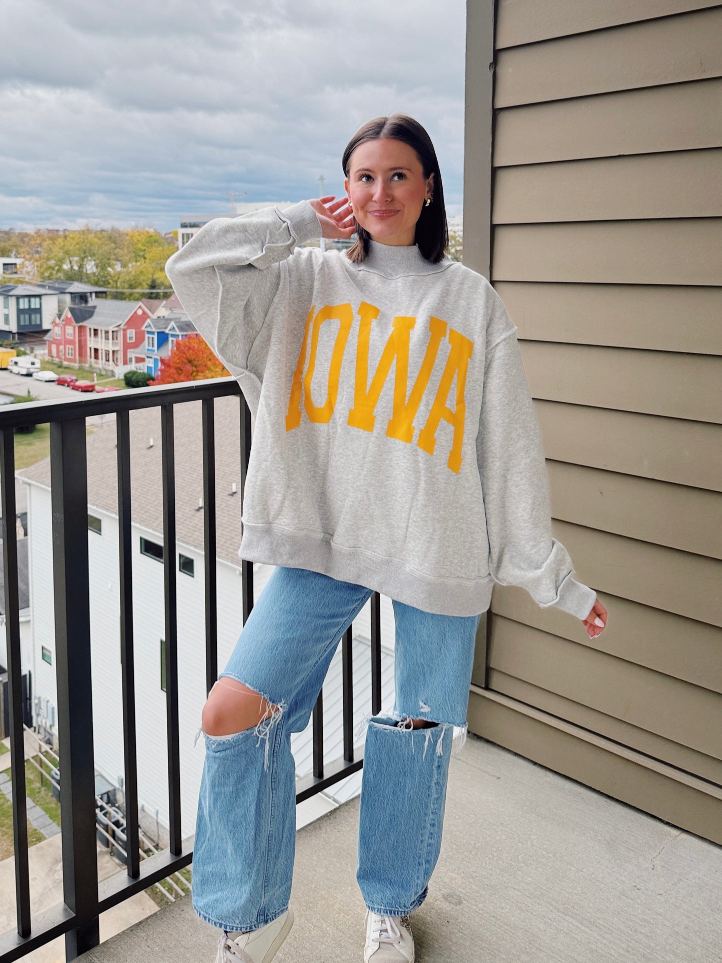 Iowa Reversible Mock Neck Sweatshirt