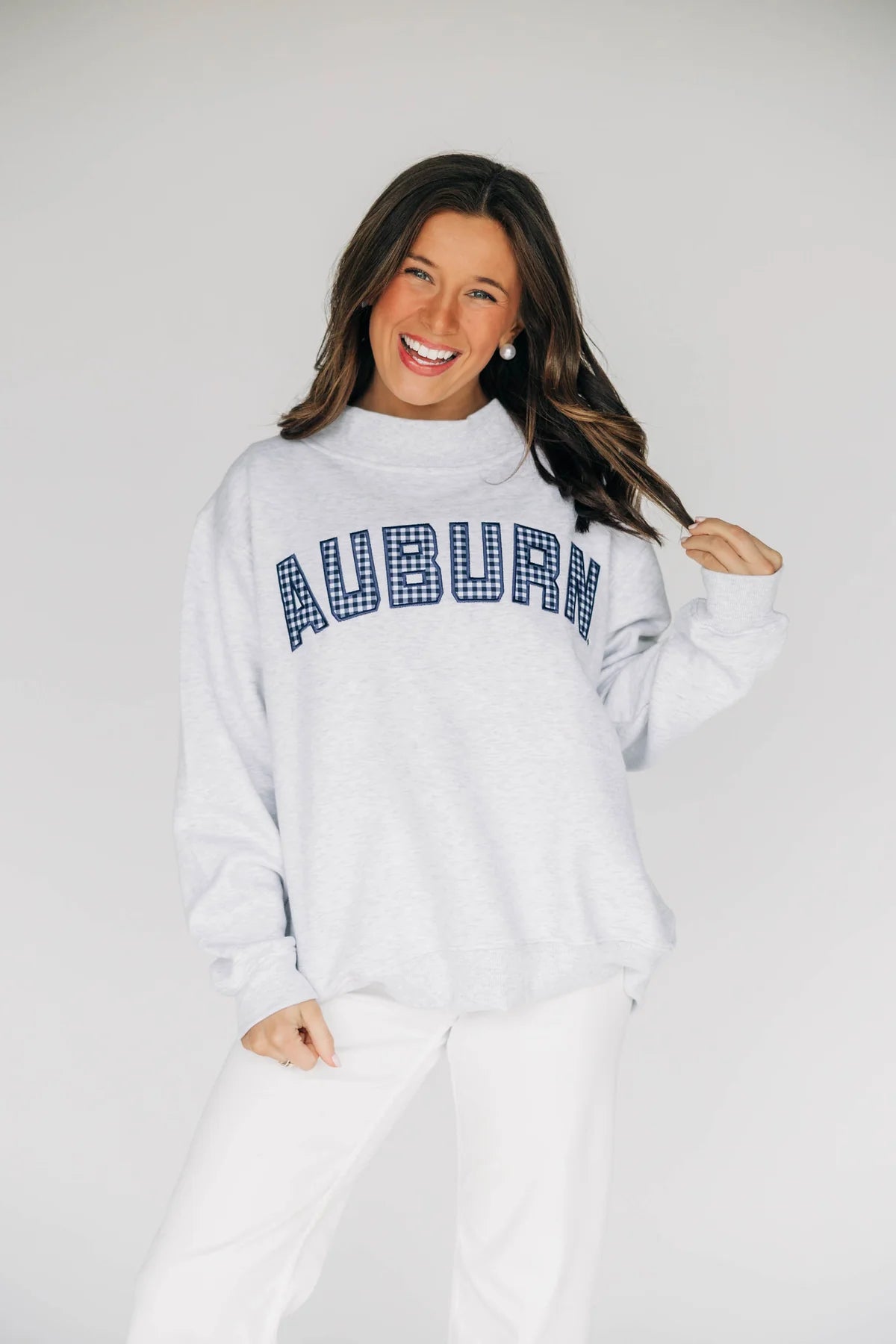 PREORDER: Oklahoma Sooners Embroidered Gingham Mock Neck Sweatshirt