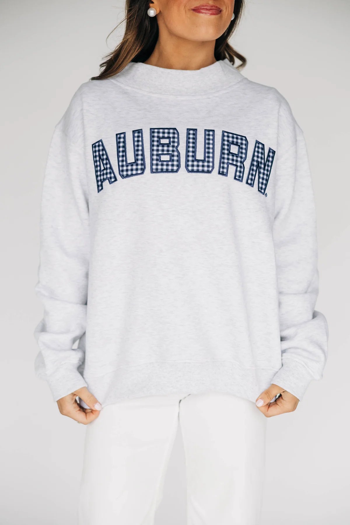 PREORDER: Oklahoma Sooners Embroidered Gingham Mock Neck Sweatshirt