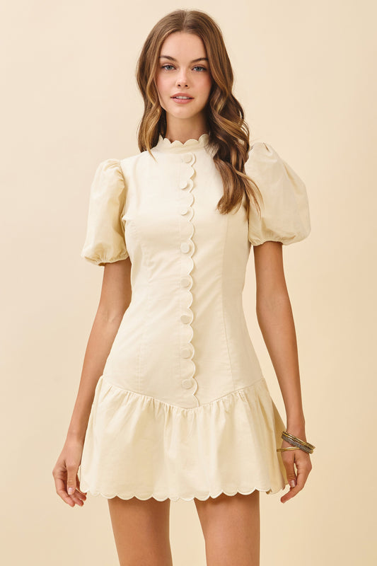 Apple Orchard Scalloped Button Down Dress