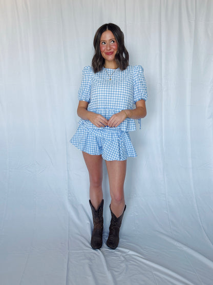 9 to 5 Gingham Top & Shorts Set