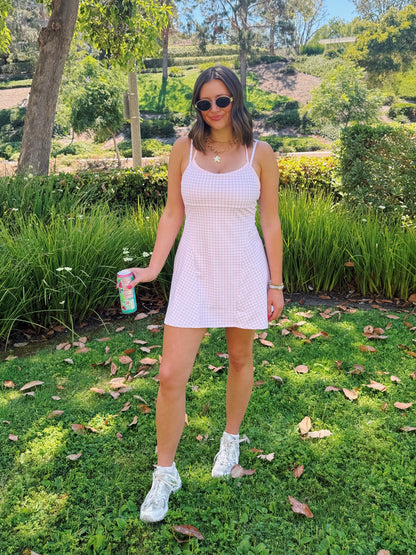 On The Move Gingham Layered Athletic Dress