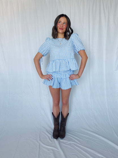 9 to 5 Gingham Top & Shorts Set
