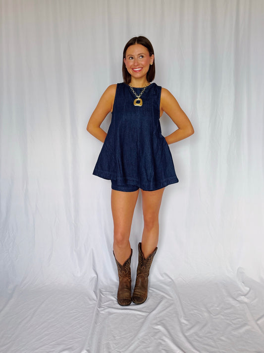 Desert Breeze Denim Top & Shorts Set
