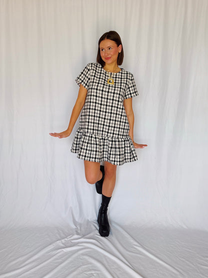 Across The Pond Plaid Tweed Dress