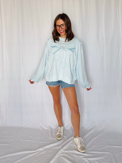 Dancing Through Life Lace Bow Sweatshirt