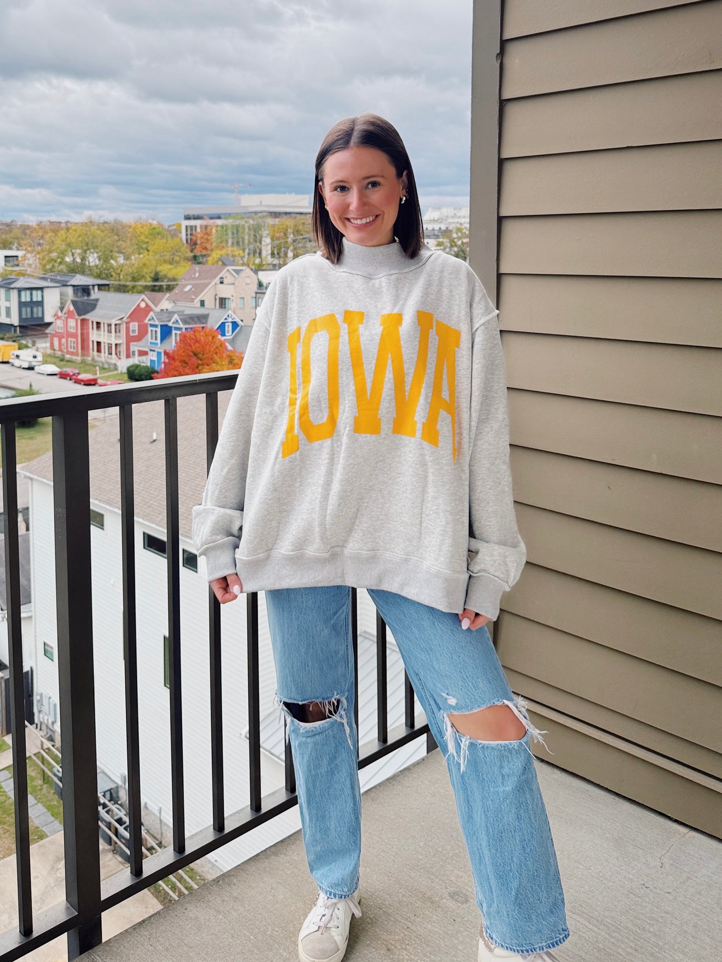 Iowa Reversible Mock Neck Sweatshirt