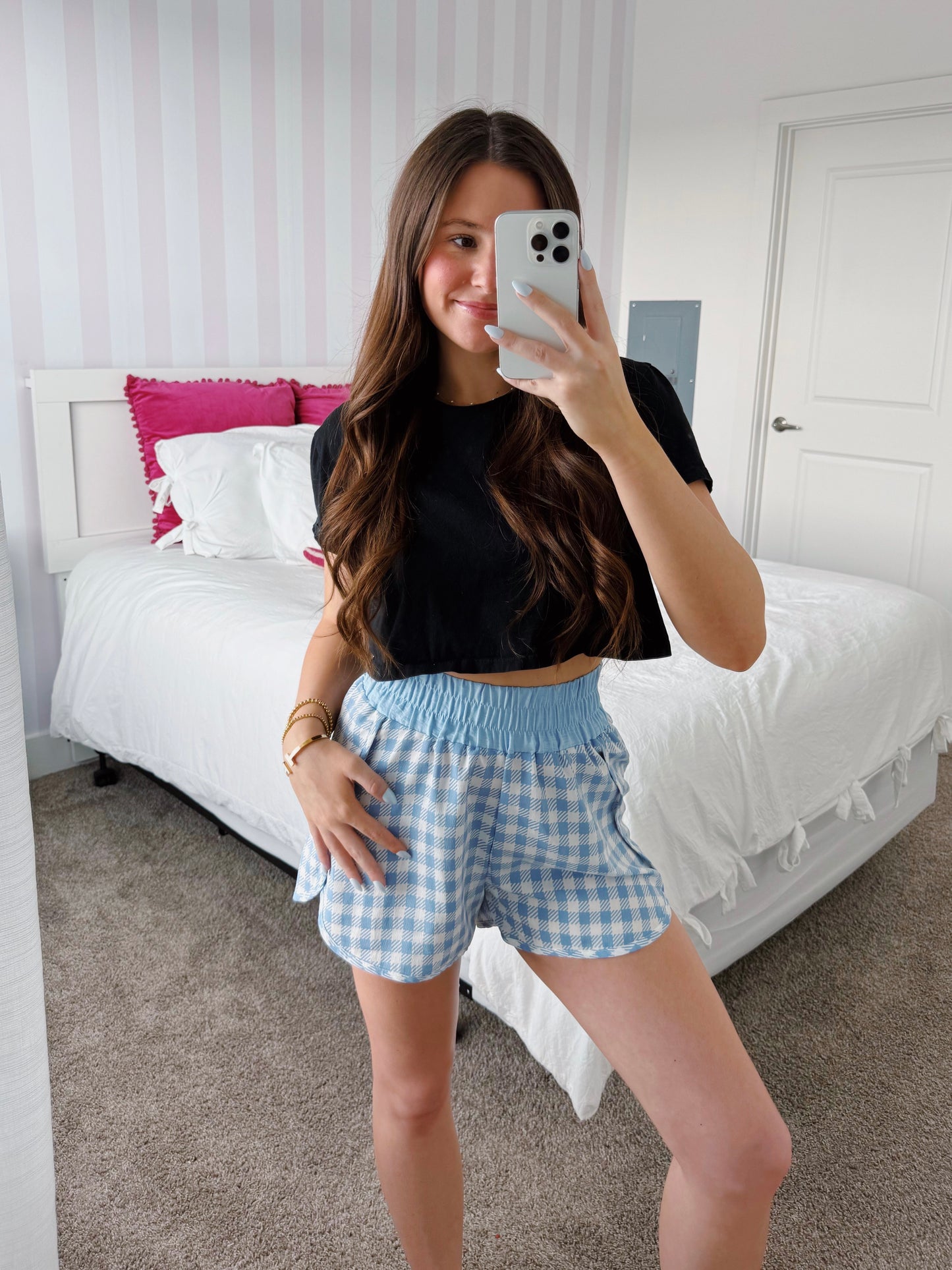 Going For Gold Gingham Athletic Shorts