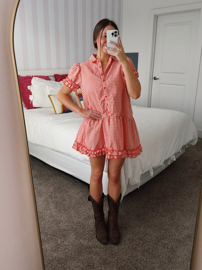 Southern Charm Gingham Babydoll Dress