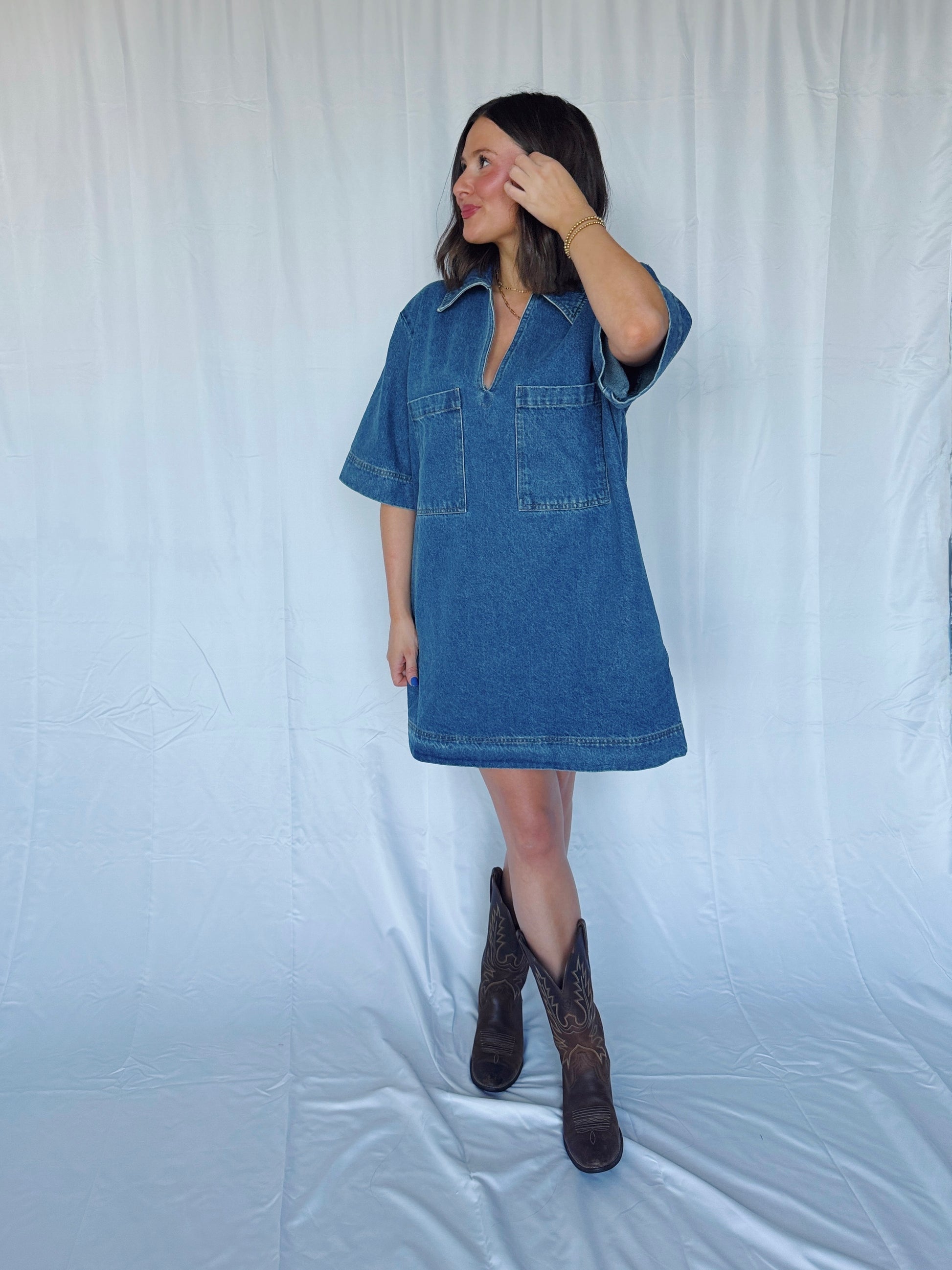 Country Roads Denim Shirt Dress loveyoumore Country Roads Denim Shirt Dress loveyoumore