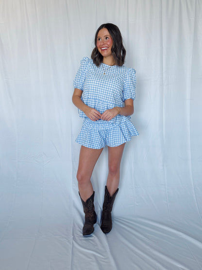 9 to 5 Gingham Top & Shorts Set