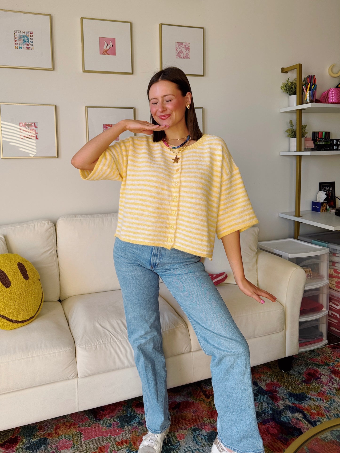 Easy Does It Striped Button Down Cardigan