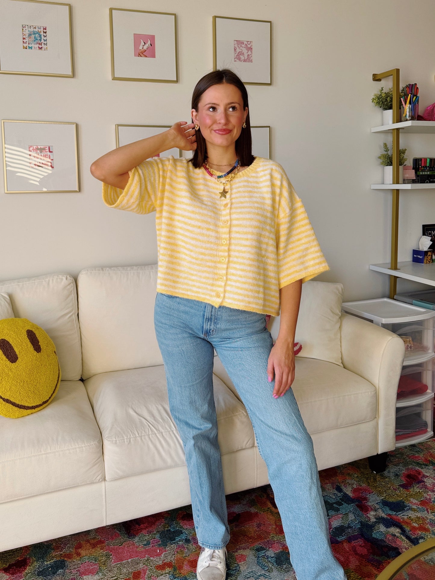 Easy Does It Striped Button Down Cardigan