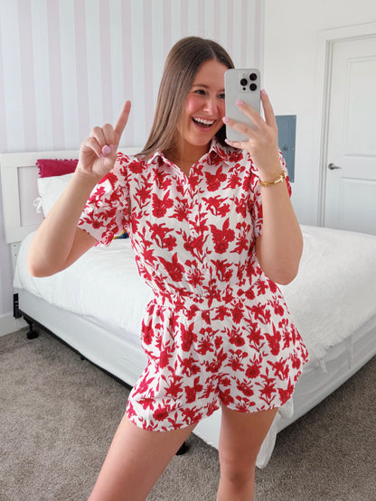 Flower Power Puff Sleeve Romper