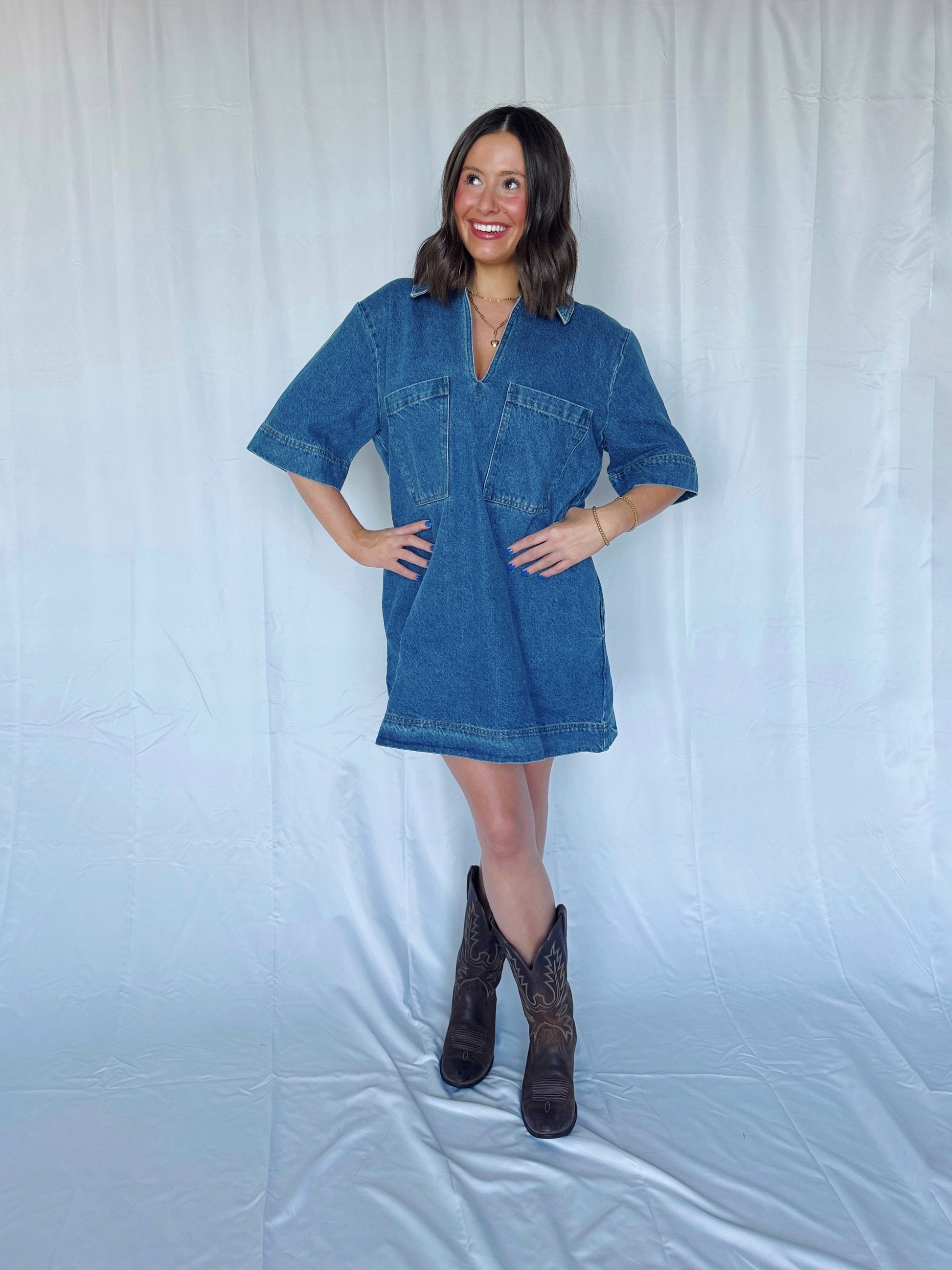 Country Roads Denim Shirt Dress – loveyoumore
