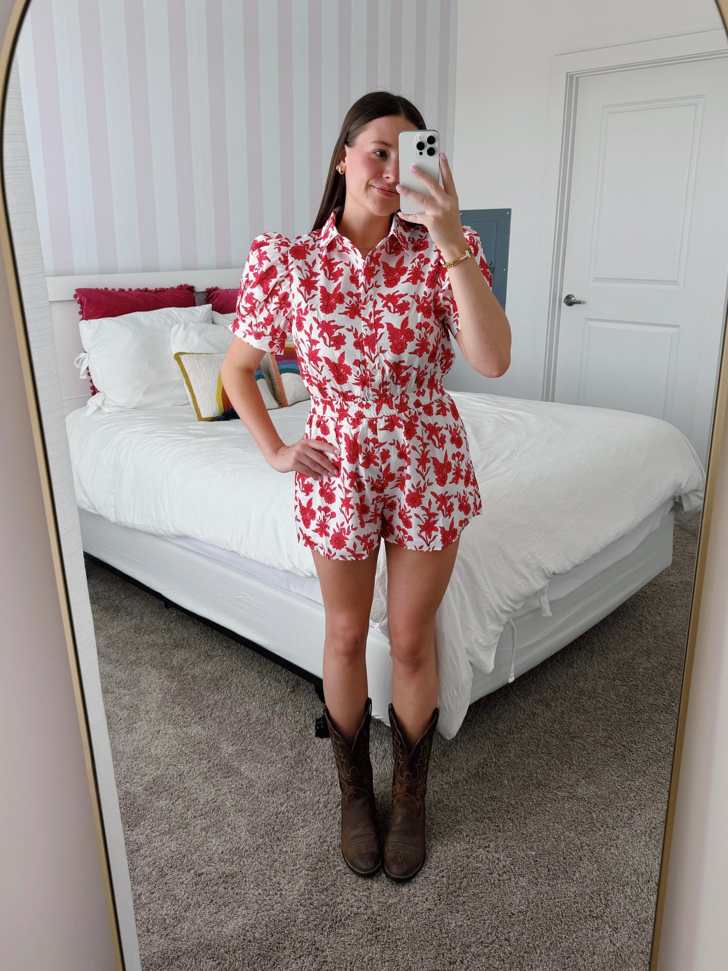 Flower Power Puff Sleeve Romper