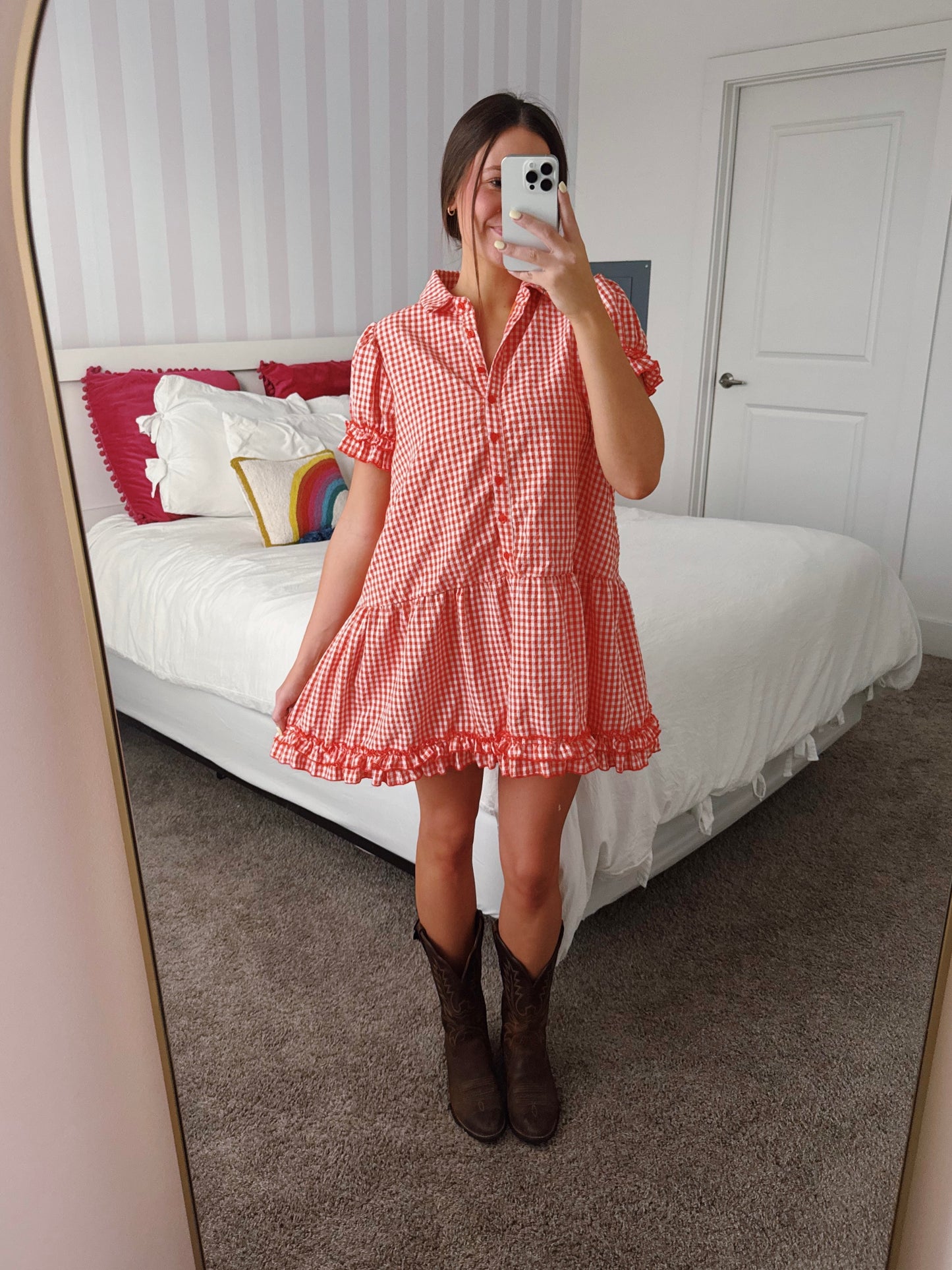 Southern Charm Gingham Babydoll Dress