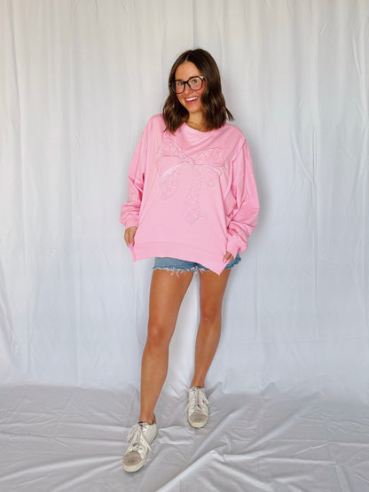 Dancing Through Life Lace Bow Sweatshirt