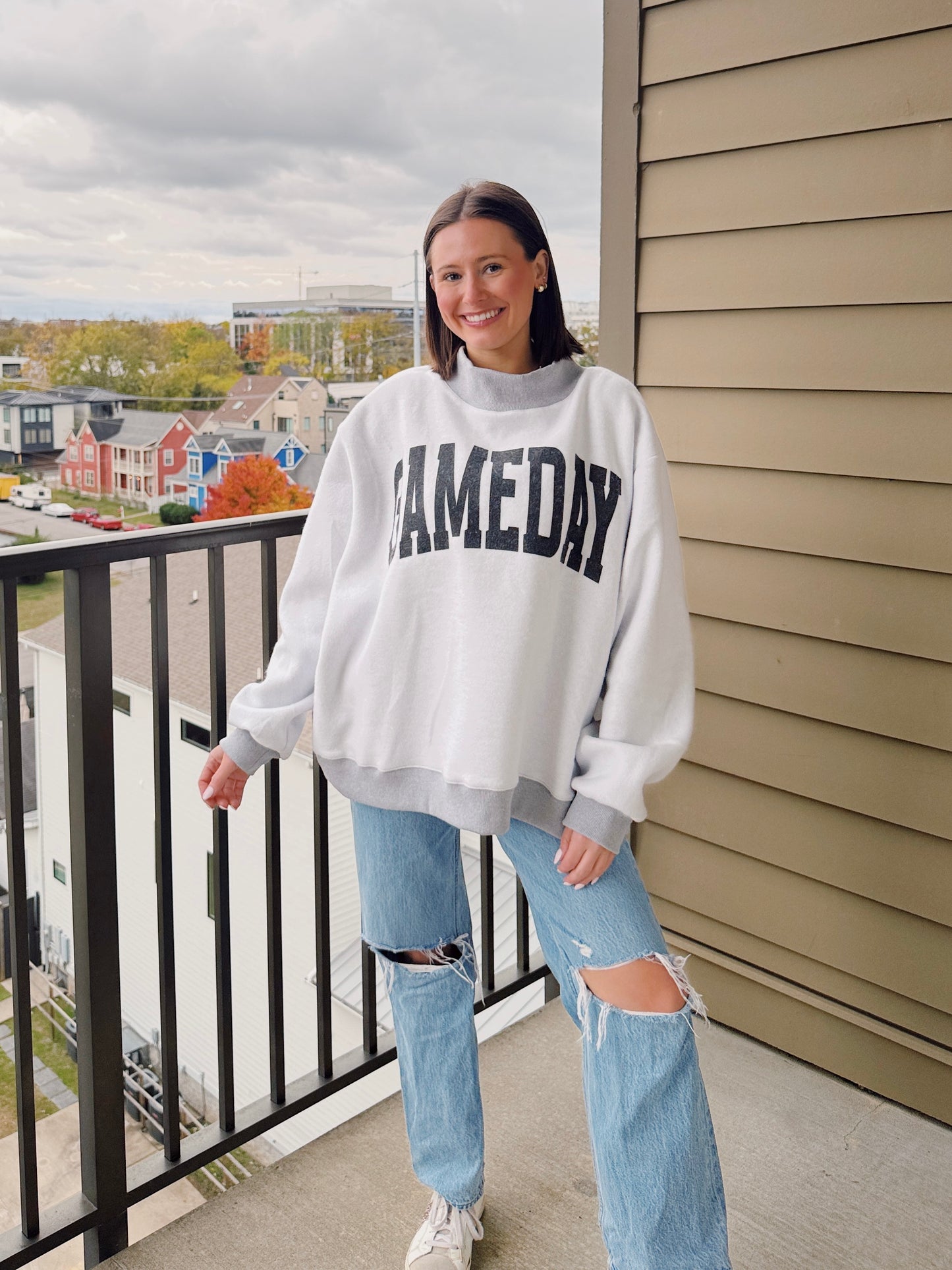 Football/Gameday Reversible Mock Neck Sweatshirt