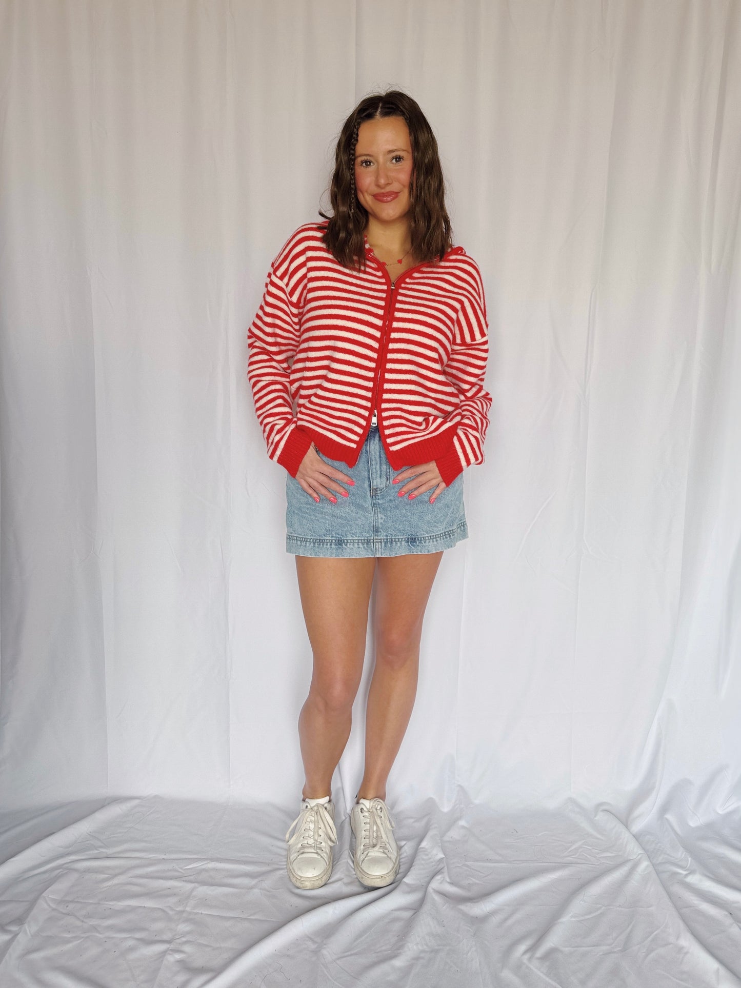 Sugar Rush Striped Zip Up Sweater