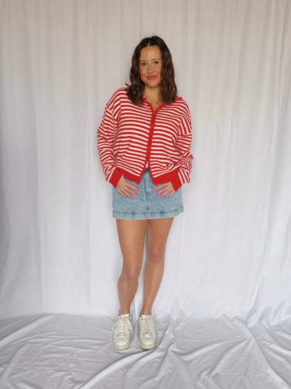 Sugar Rush Striped Zip Up Sweater