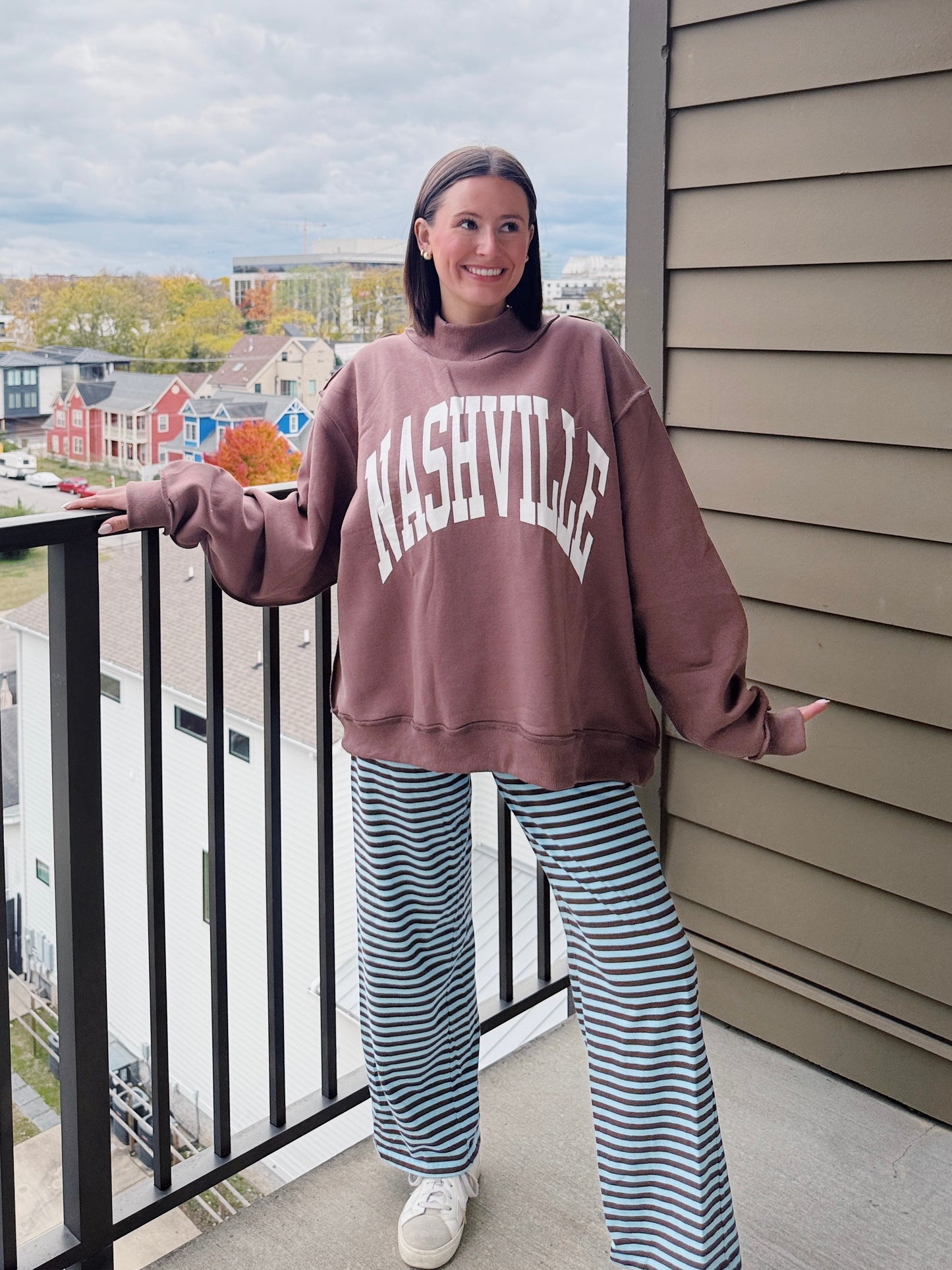 Nashville/Broadway Reversible Mock Neck Sweatshirt