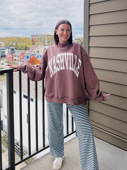 Nashville/Broadway Reversible Mock Neck Sweatshirt