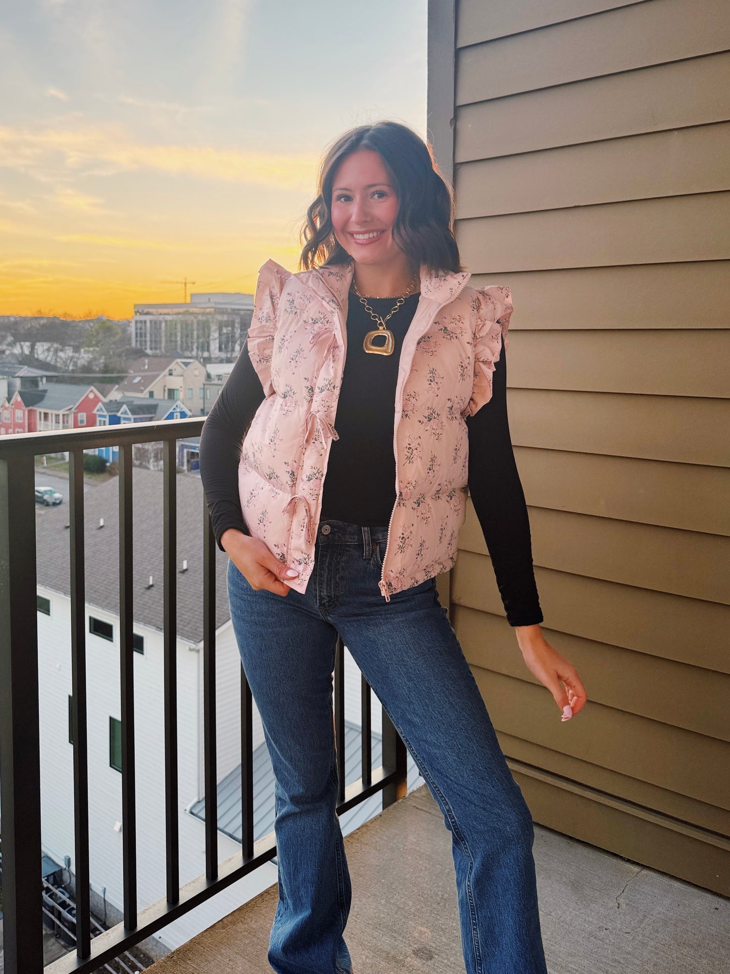 Sweet Pea Floral Puffer Vest