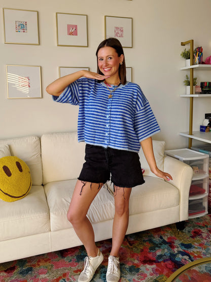 Easy Does It Striped Button Down Cardigan