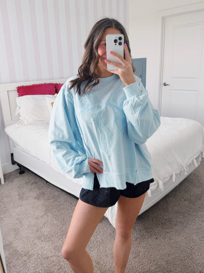 Dancing Through Life Lace Bow Sweatshirt