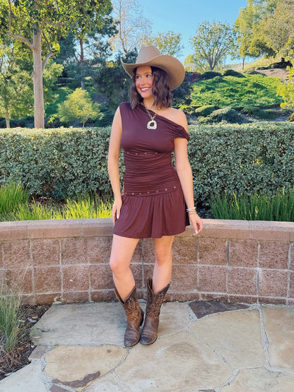 Nashville Nights Studded Twist Romper Dress