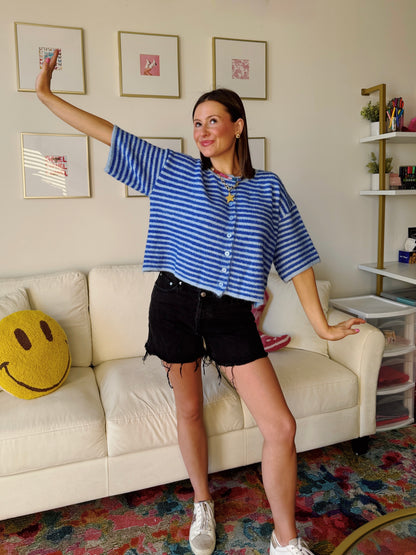 Easy Does It Striped Button Down Cardigan