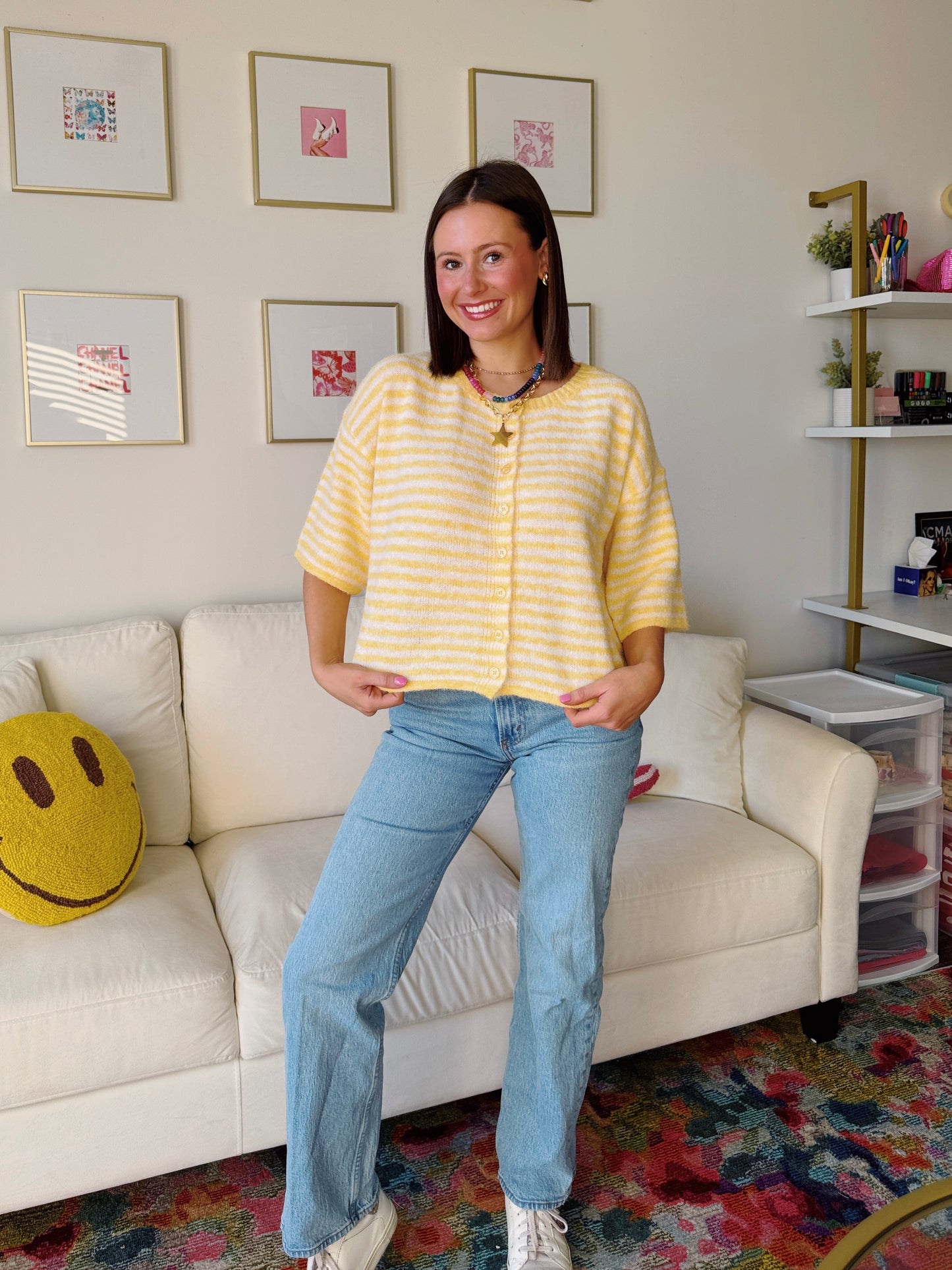 Easy Does It Striped Button Down Cardigan