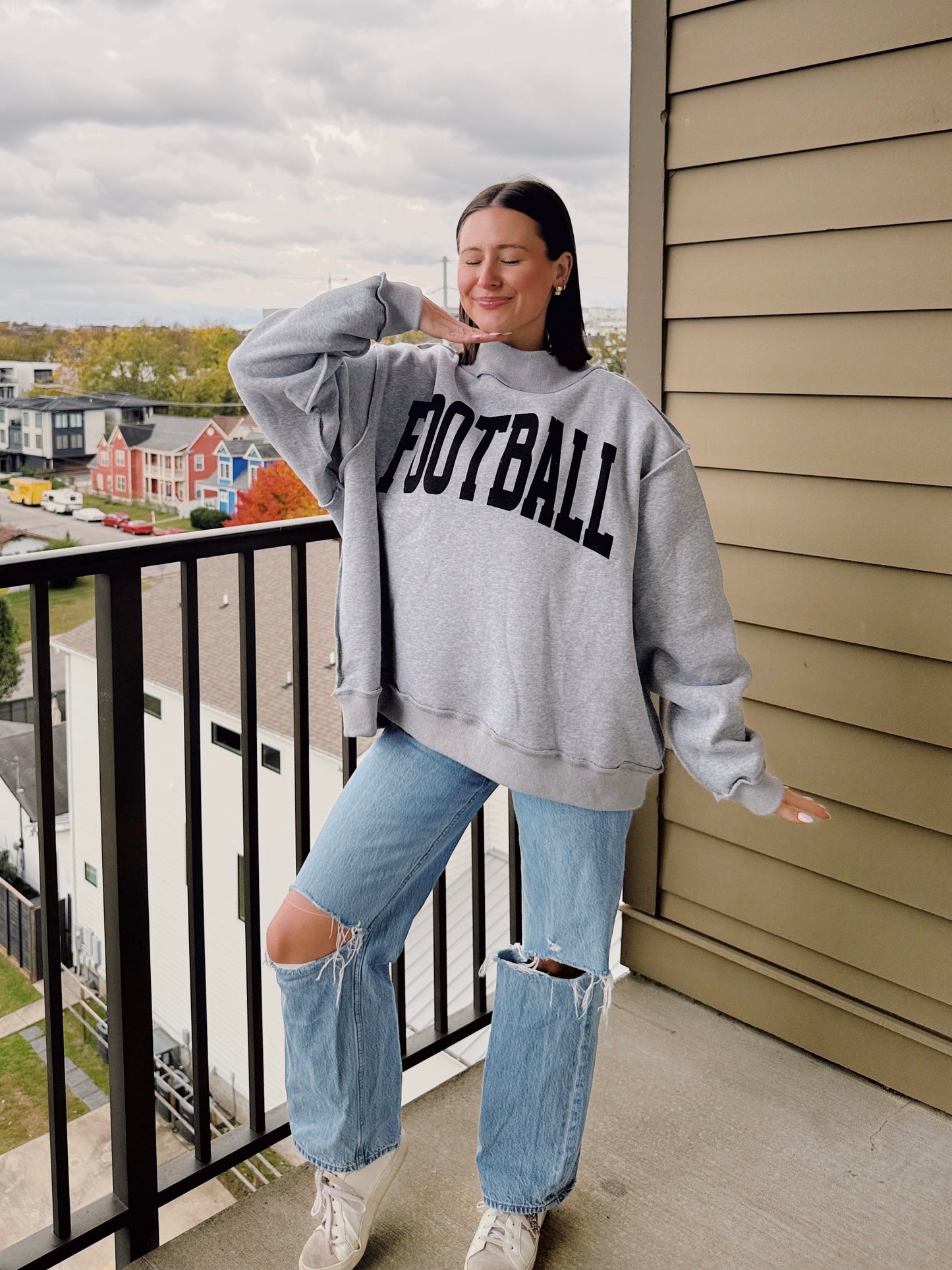 Football/Gameday Reversible Mock Neck Sweatshirt