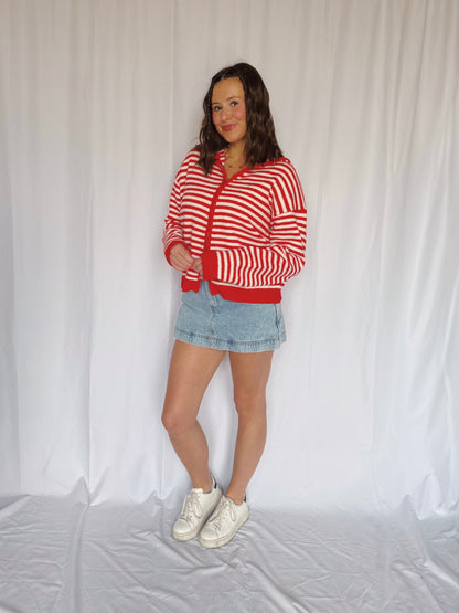 Sugar Rush Striped Zip Up Sweater