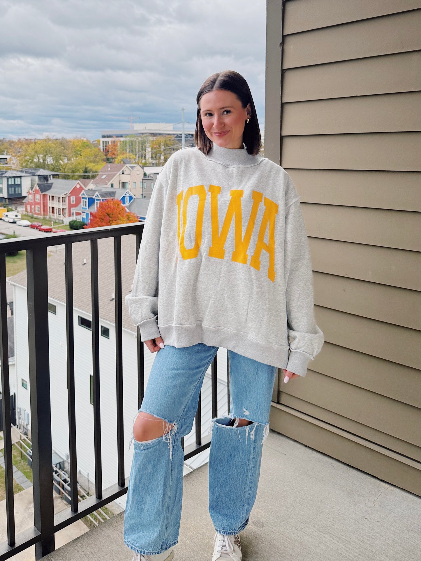 Iowa Reversible Mock Neck Sweatshirt