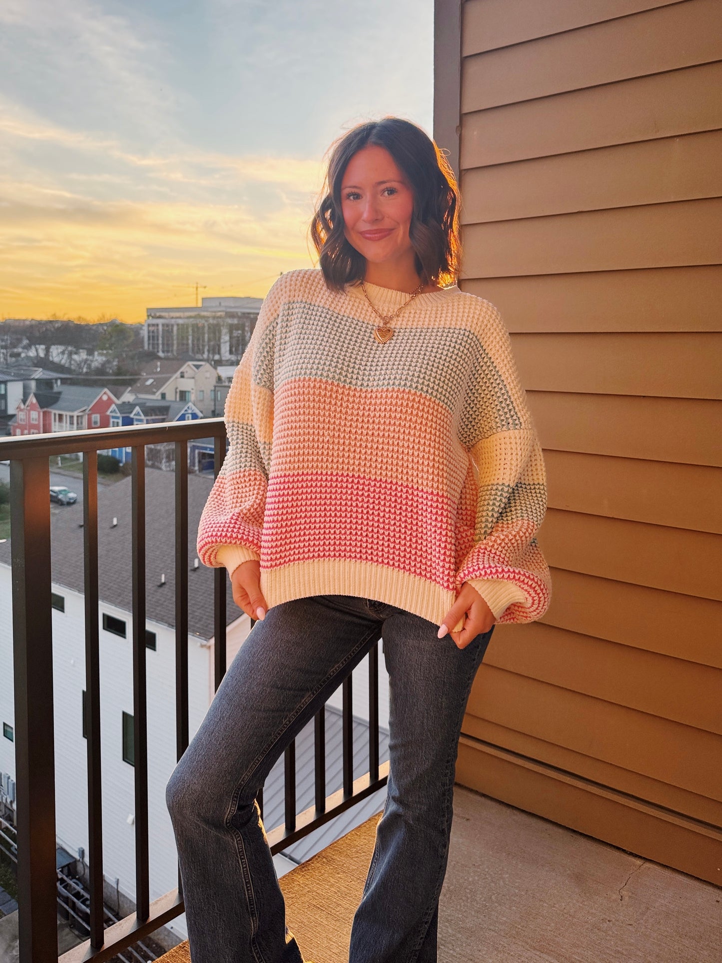 Starburst Colorblock Striped Sweater