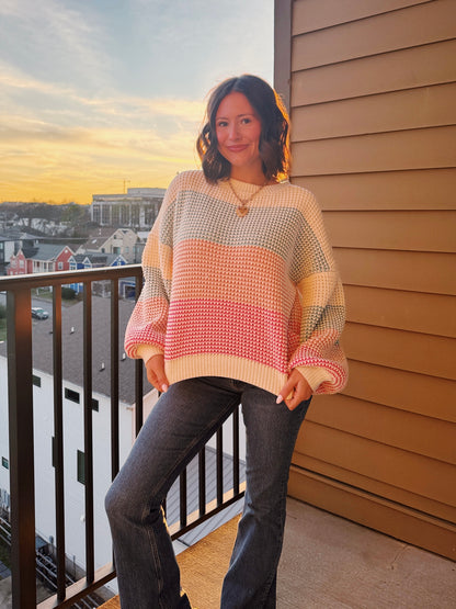 Starburst Colorblock Striped Sweater
