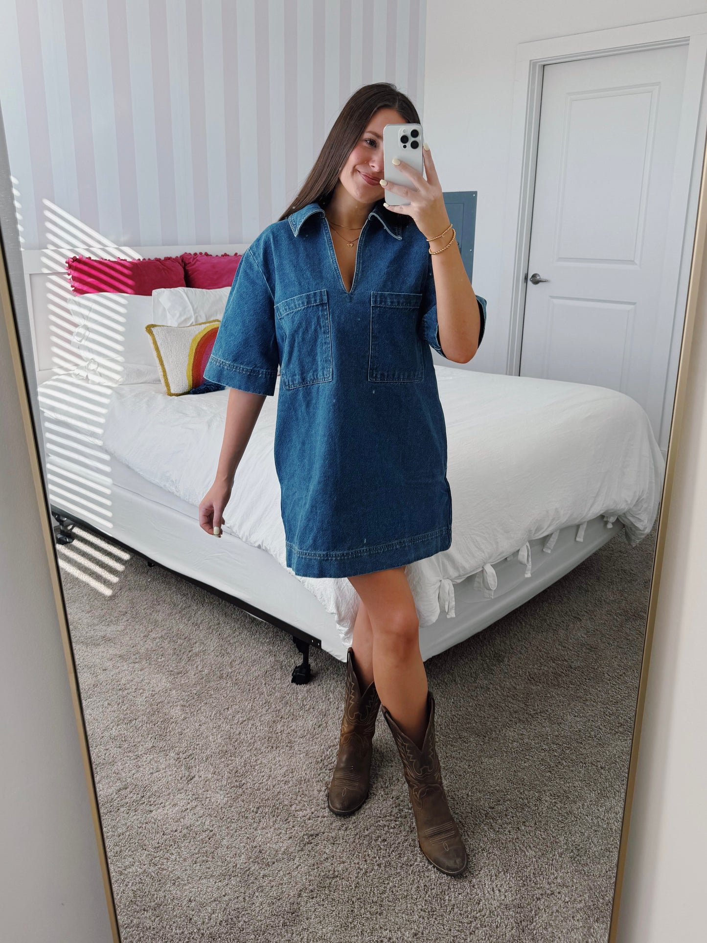 Country Roads Denim Shirt Dress