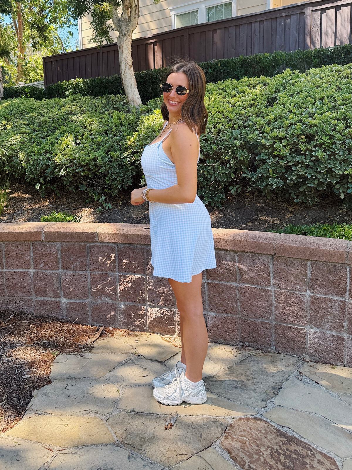 On The Move Gingham Layered Athletic Dress