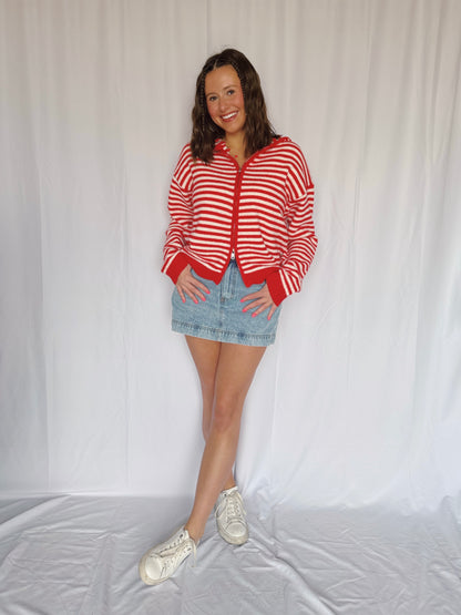 Sugar Rush Striped Zip Up Sweater