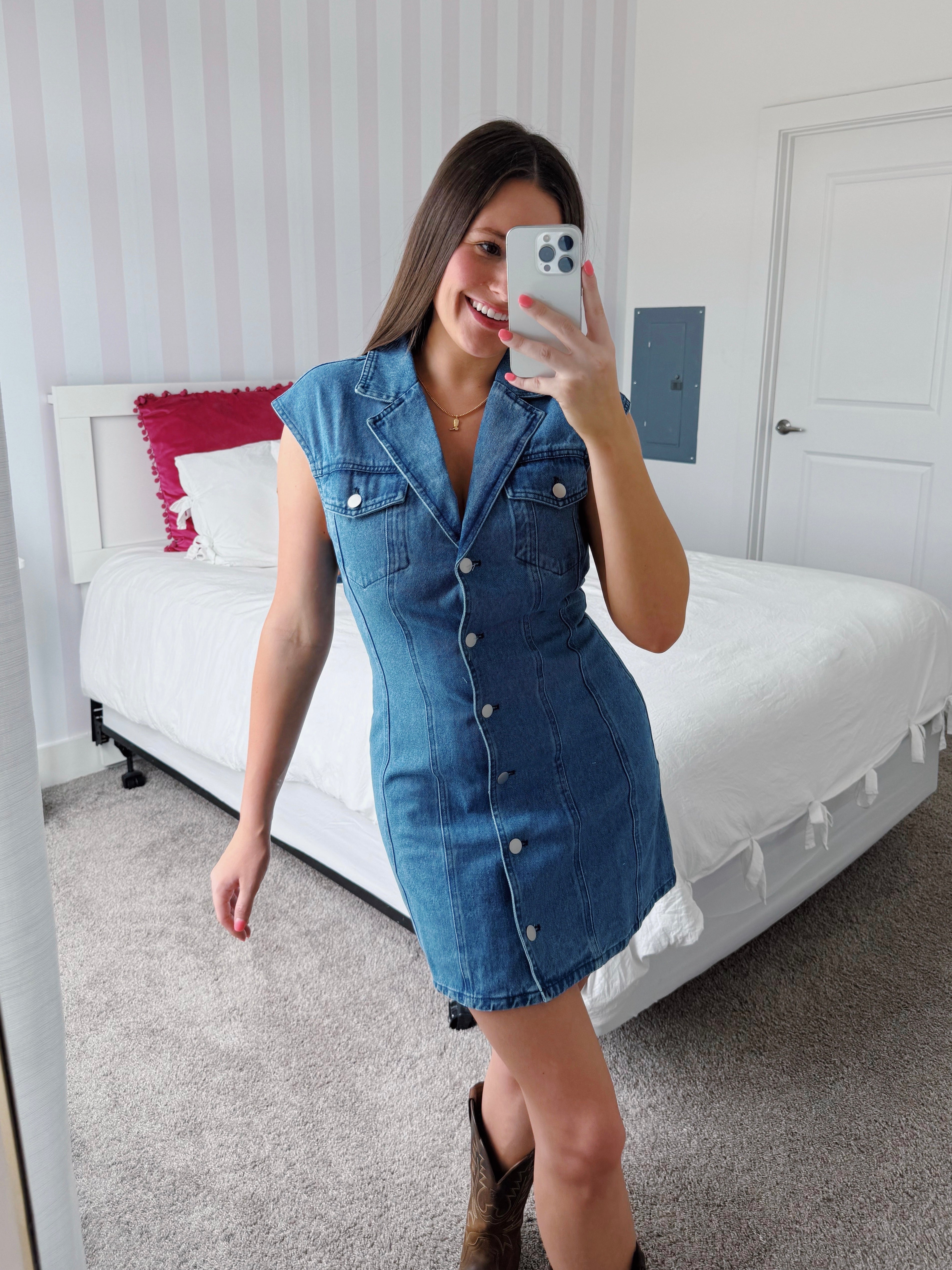 Denim button down dress best sale