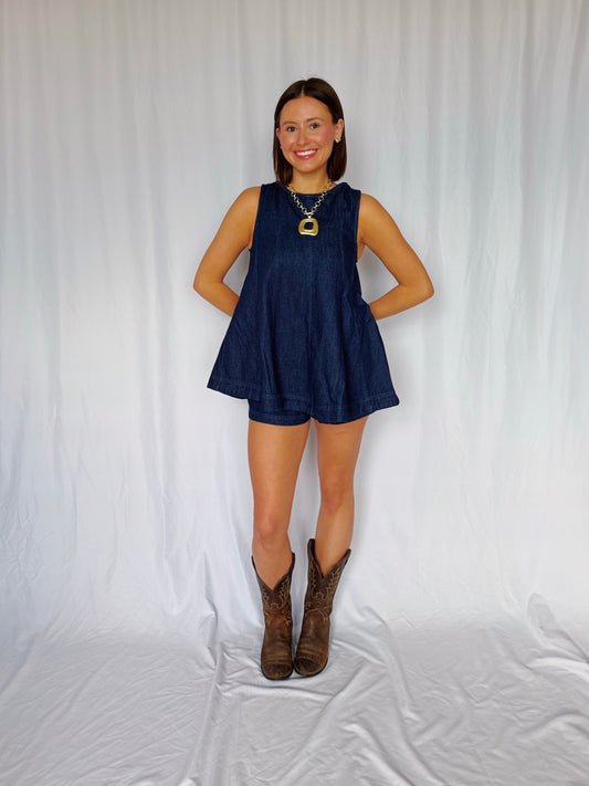 Desert Breeze Denim Top & Shorts Set