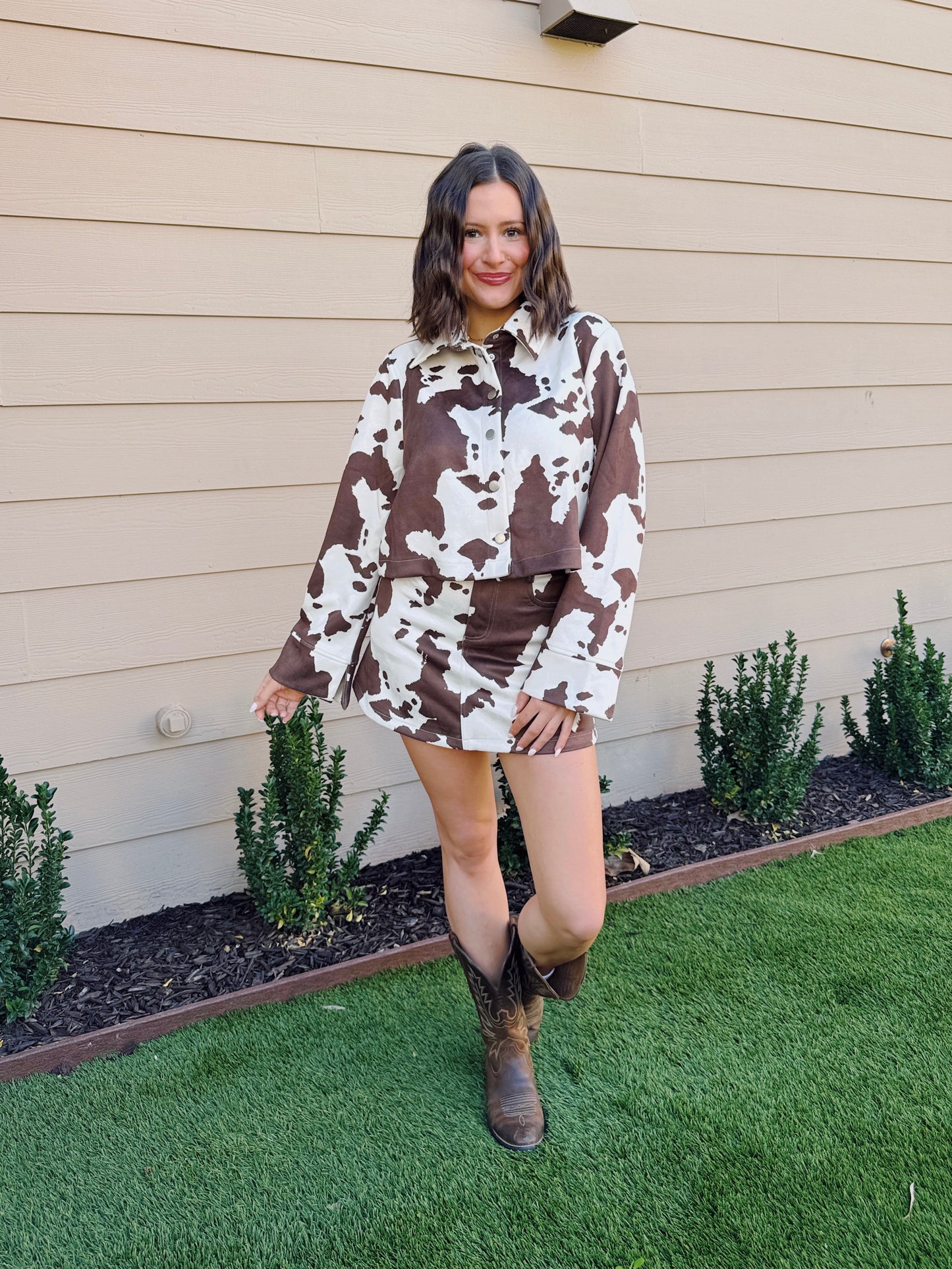 Heads Carolina Cow Top & Skirt Set