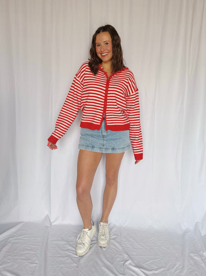 Sugar Rush Striped Zip Up Sweater