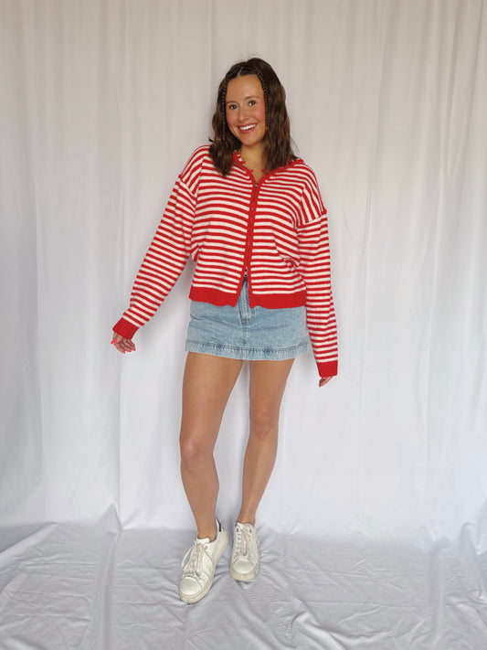 Sugar Rush Striped Zip Up Sweater