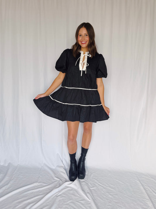 Witching Hour Puff Sleeve Tiered Dress