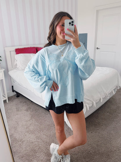 Dancing Through Life Lace Bow Sweatshirt