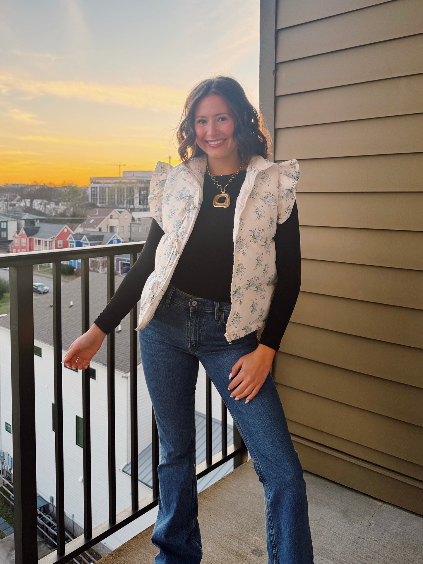 Sweet Pea Floral Puffer Vest