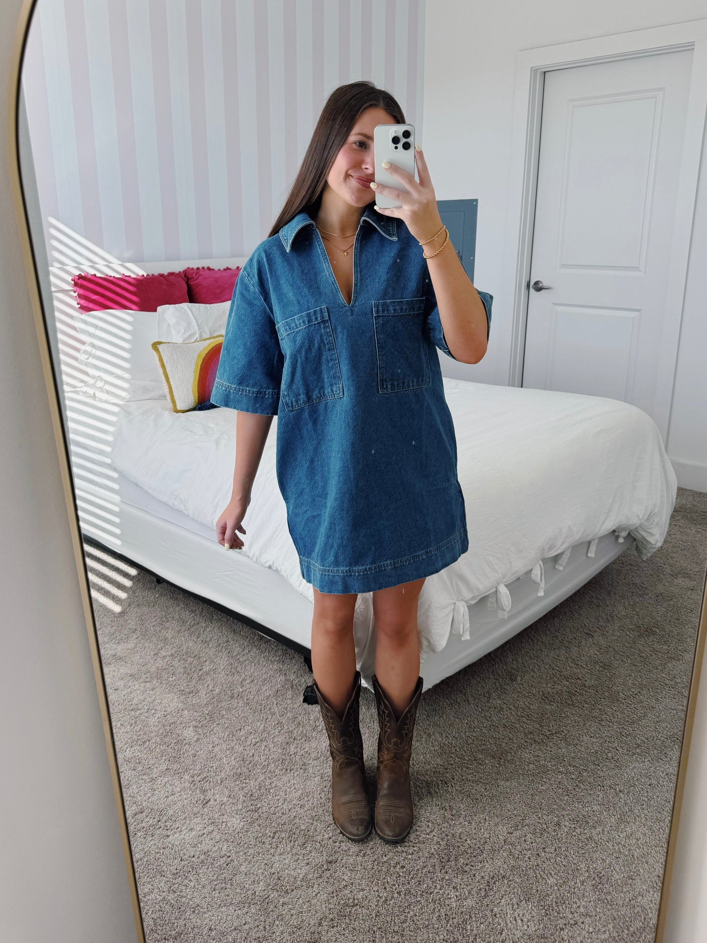 Country Roads Denim Shirt Dress